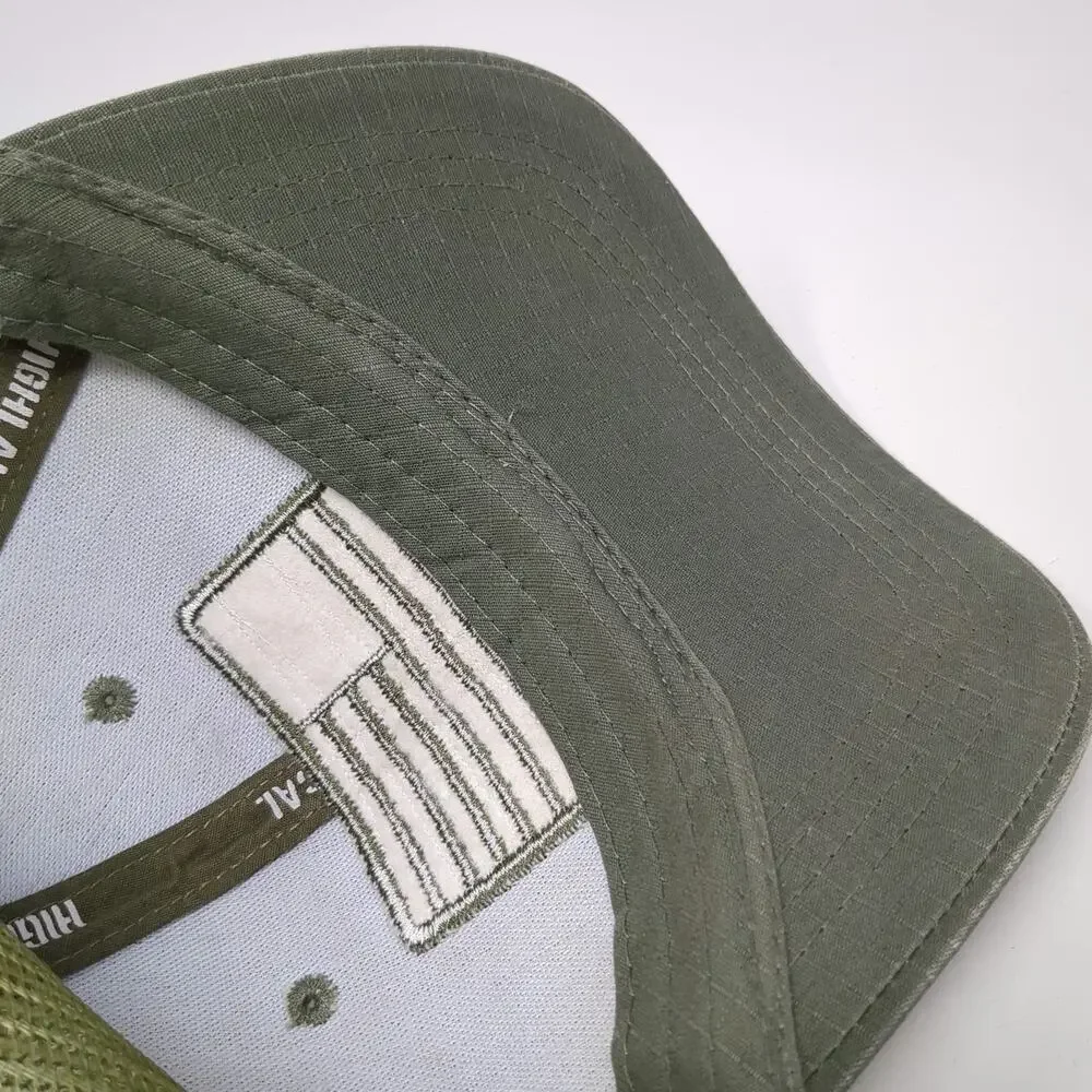 Highland Tactical Trucker Hat Green One Size Mesh Back Embroidered US Flag